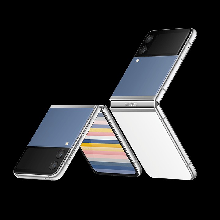 Blue Samsung Galaxy foldable phones
